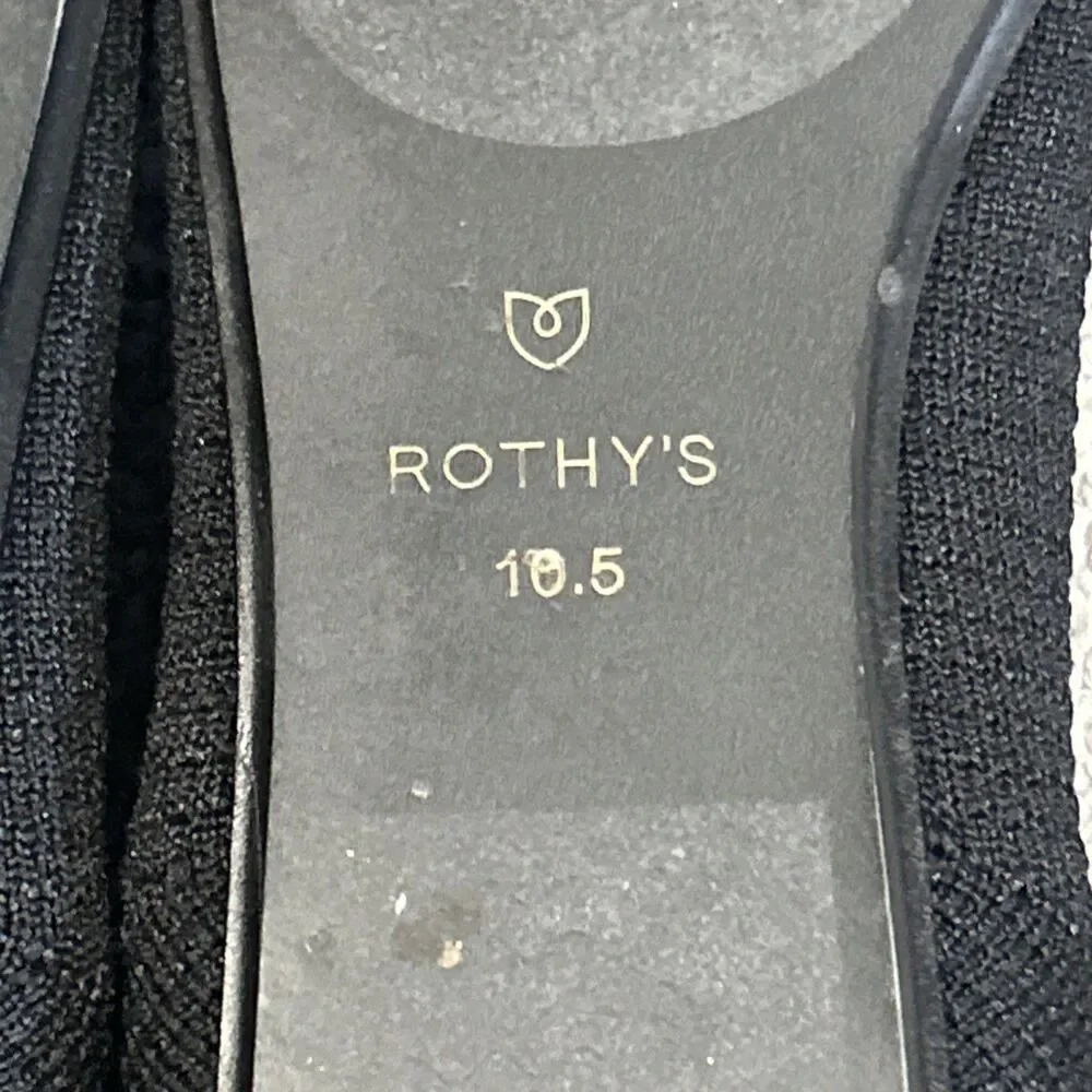 Rothys The Ballet Flats Womens 10.5 Black Knit Bow Round Toe Shoes Comfort